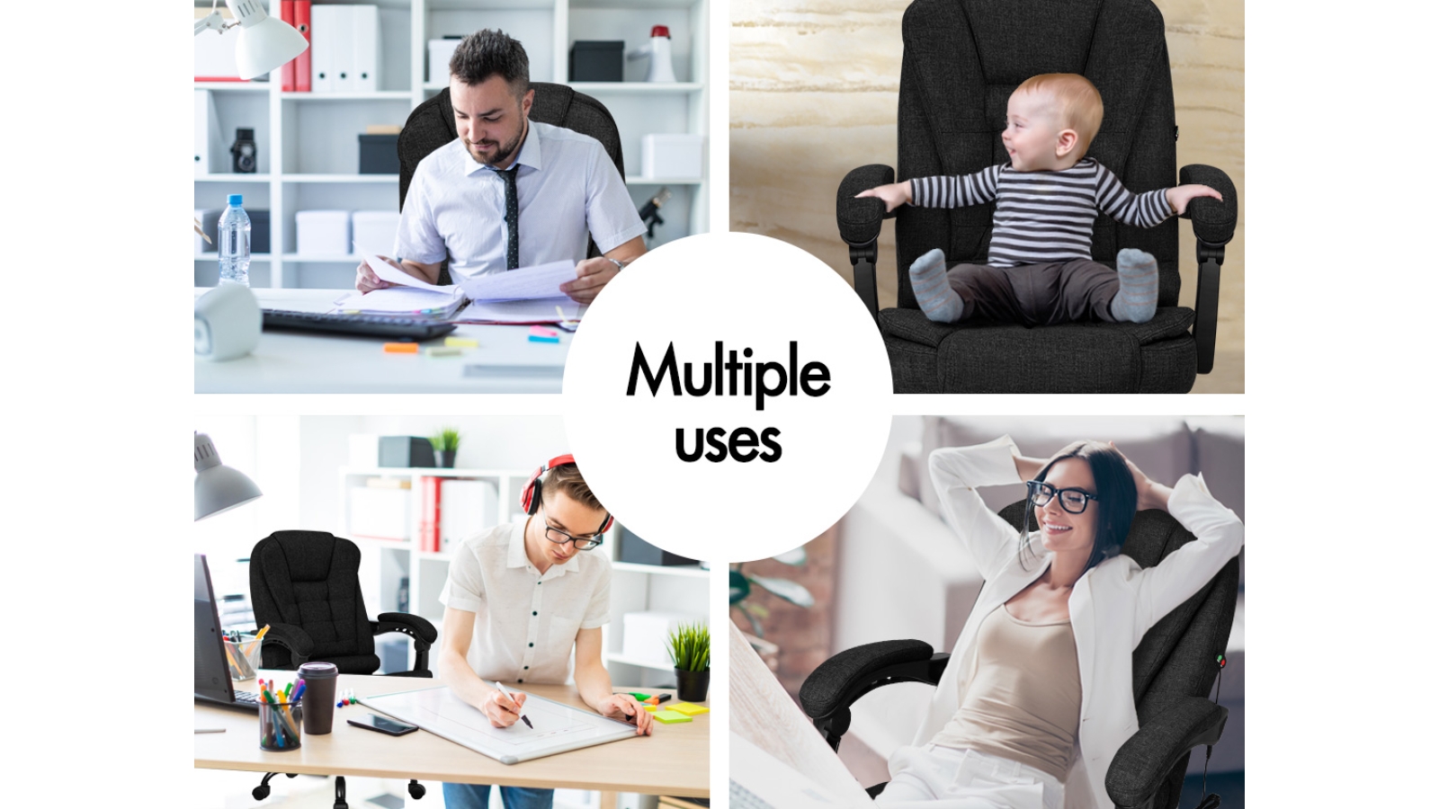 Alfordson Fabric Massage Office Chair Harvey Norman