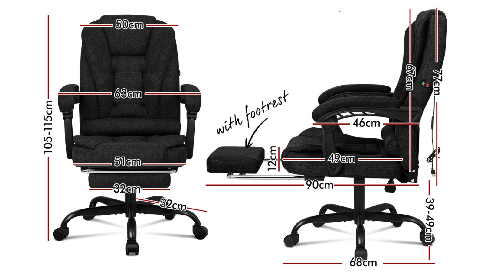 Alfordson Fabric Massage Office Chair Harvey Norman