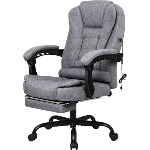 ALFORDSON Massage Office Chair with Footrest Fabric - Grey