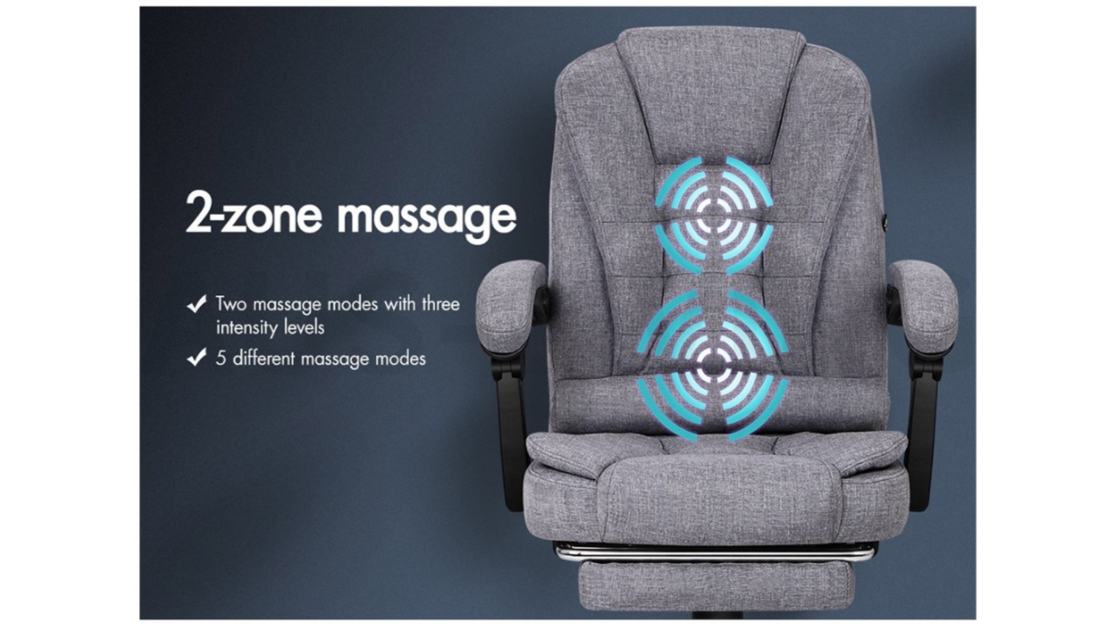 Alfordson Massage Office Chair with Footrest Fabric Grey Harvey Norman