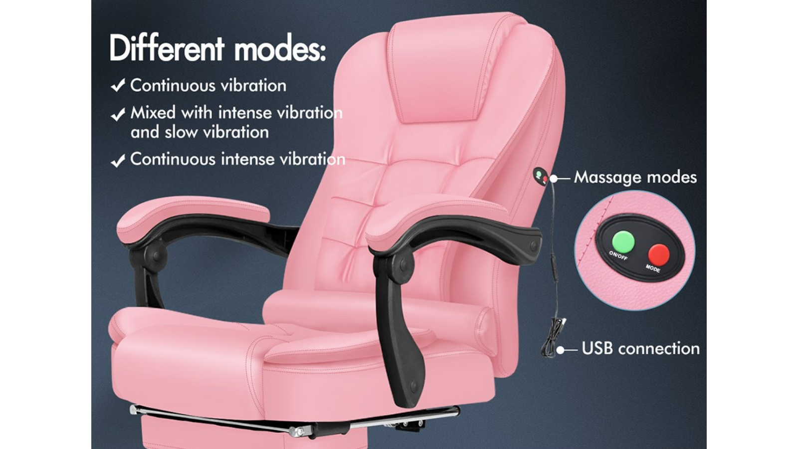 Alfordson Massage Office Chair with Footrest Pink Harvey Norman