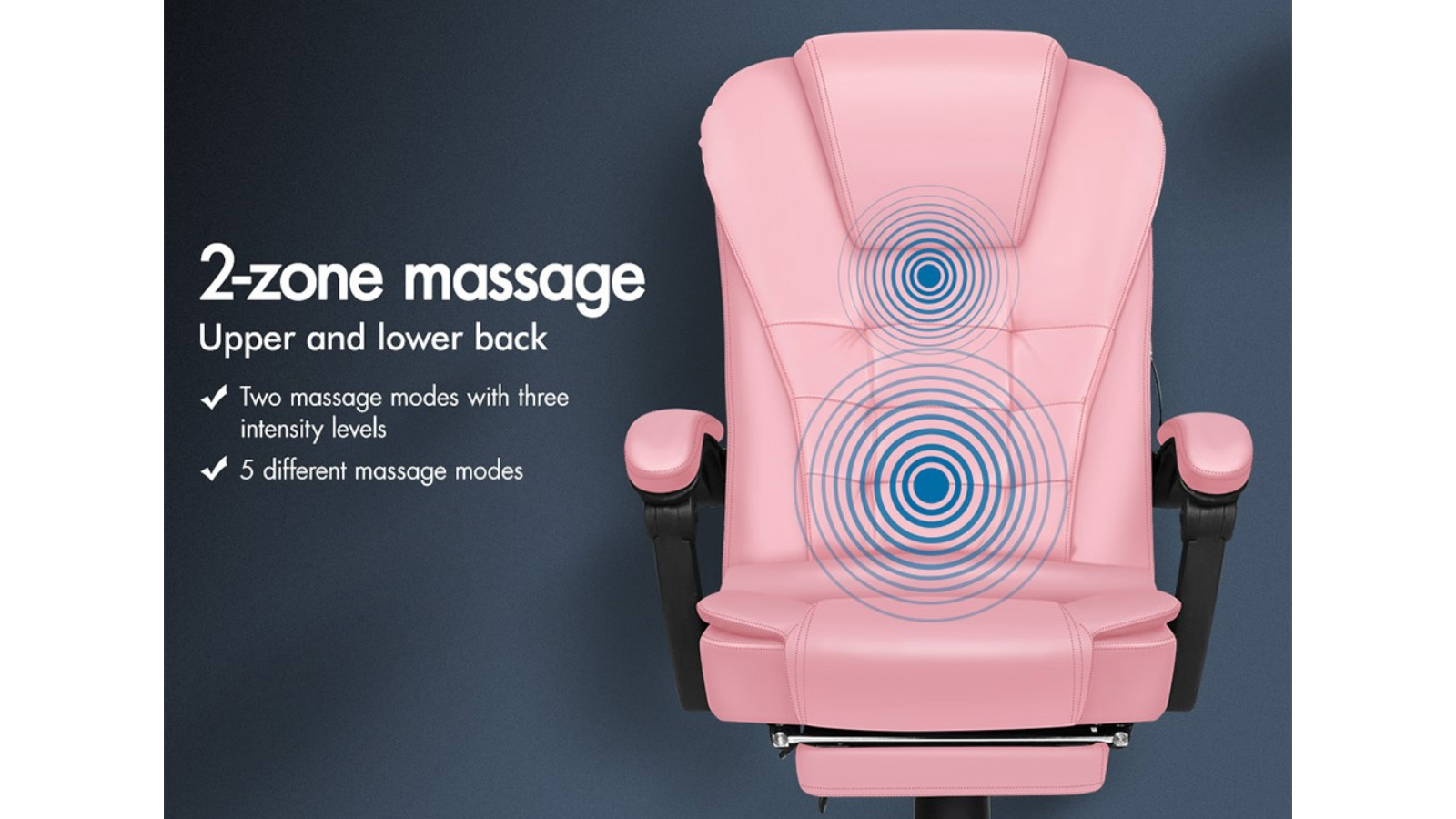 Alfordson Massage Office Chair with Footrest Pink Harvey Norman