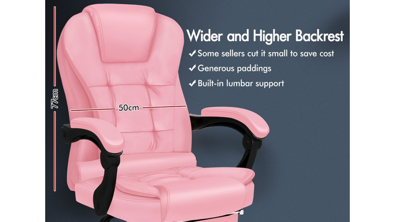 Alfordson Massage Office Chair with Footrest Pink Harvey Norman