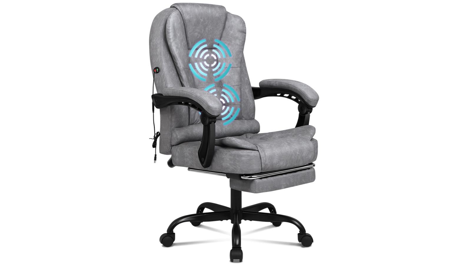 ALFORDSON Massage Office Chair with Footrest - Retro Grey