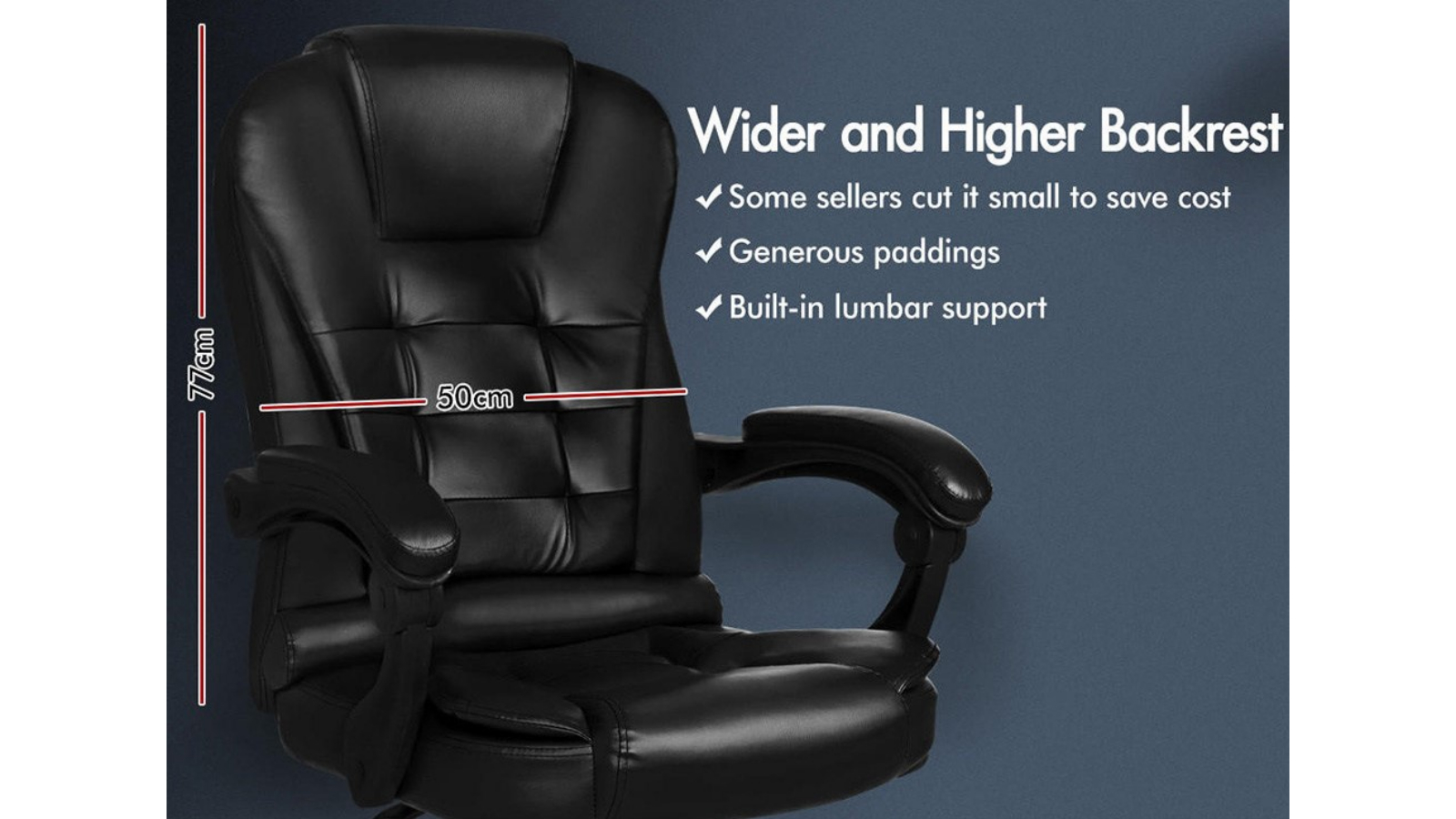 ALFORDSON Massage Office Chair PU Leather Black Harvey Norman