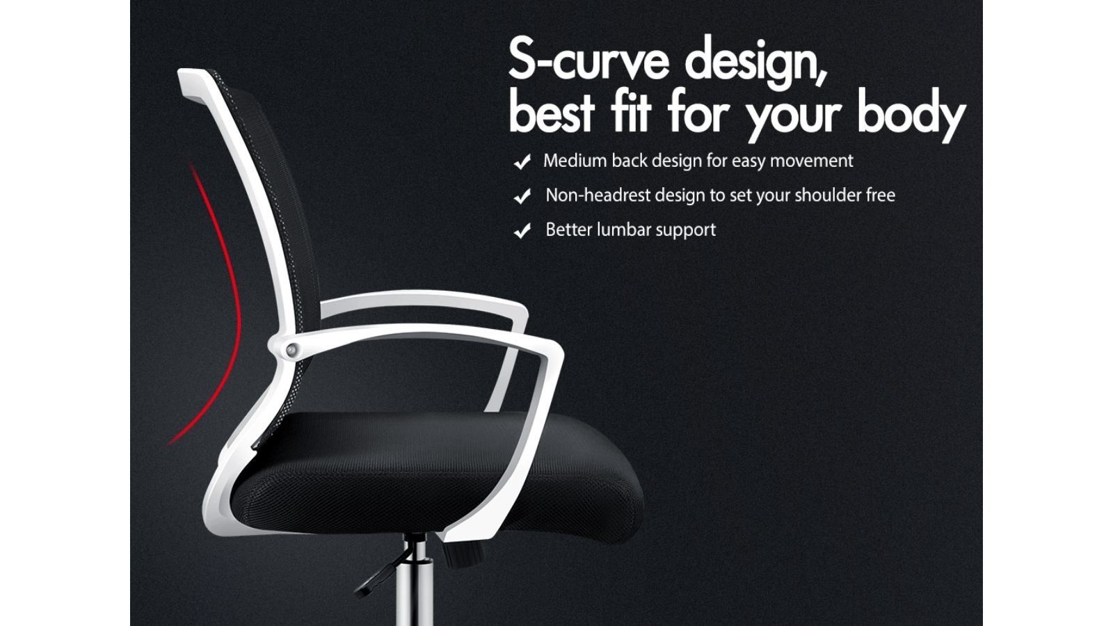 Alfordson Mesh Office Chair Mid Back Black/White Harvey Norman