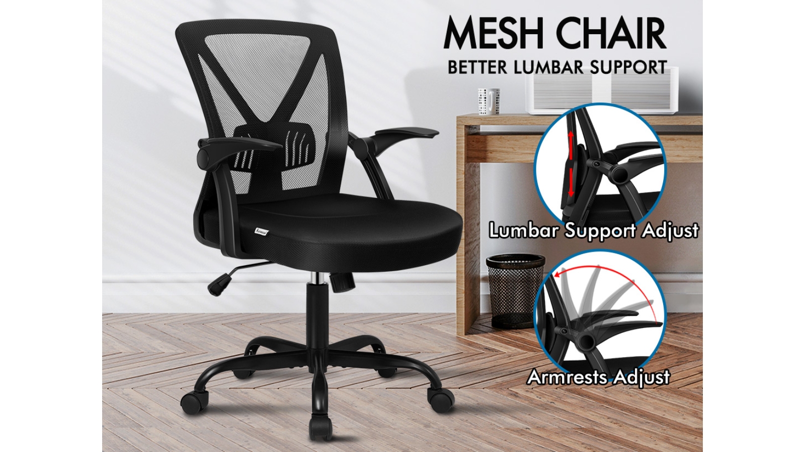 Alfordson Mesh Executive Fabric Seat Office Chair Black Harvey Norman