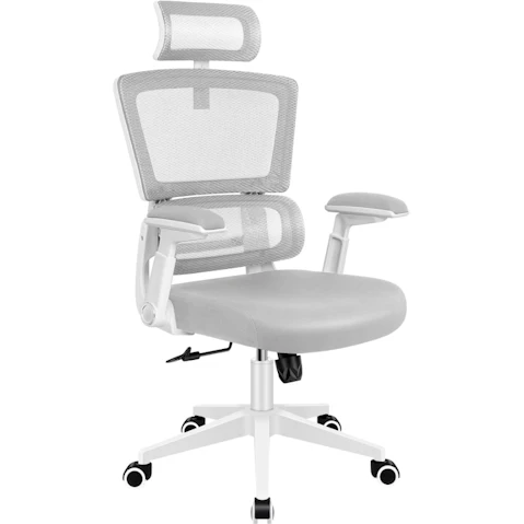 ALFORDSON Mesh Office Chair Ergonomic Computer Seat - White/Grey
