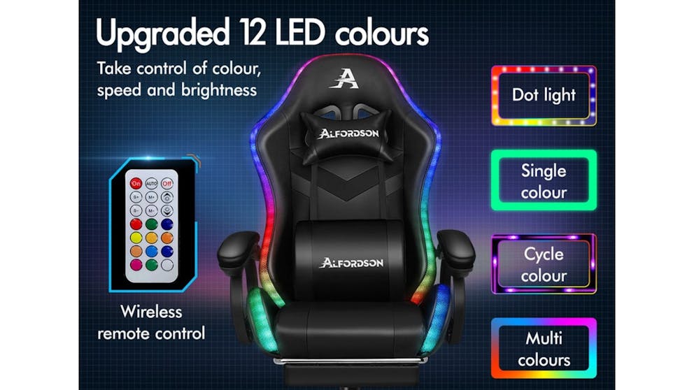 Sedia Da Gaming Massaggio E Poggiapiedi In Tessuto Nero E Blu - Foto 10