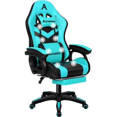 ALFORDSON LED Gaming Office Chair - Cyan/Black