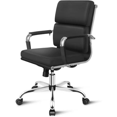 ALFORDSON Office Chair Padded Mid Back - Black