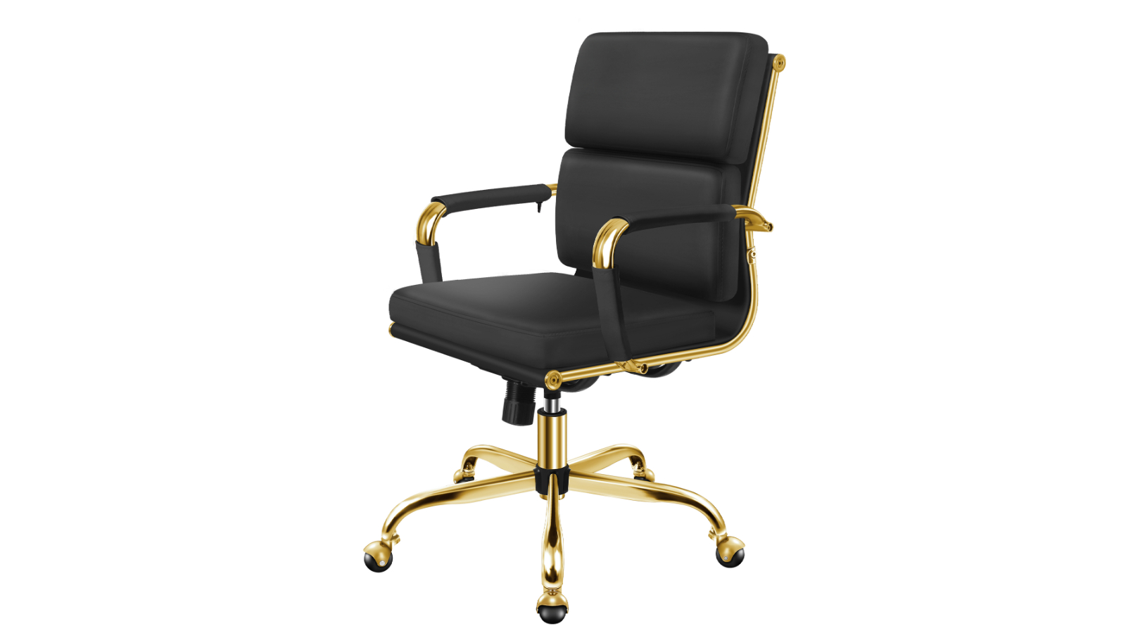 ALFORDSON Office Chair Padded Mid Back - Gold Black