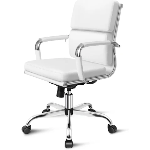 ALFORDSON Office Chair Padded Mid Back - White