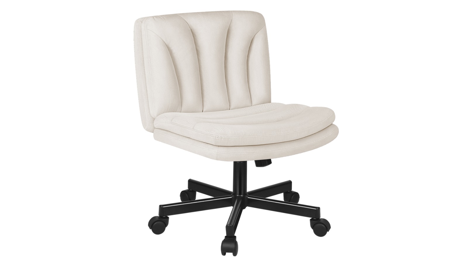 Alfordson Fabric Armless Mid Back Wide Seat Office Chair with Wheel - Beige