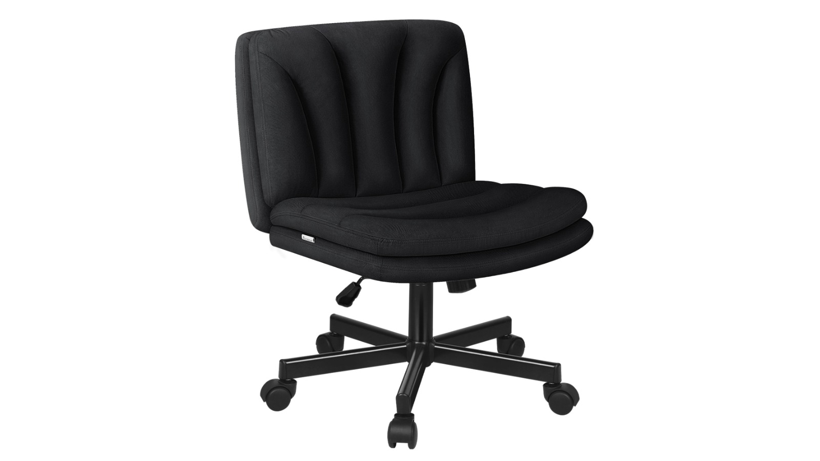 Alfordson Fabric Armless Mid Back Wide Seat Office Chair with Wheel - Black
