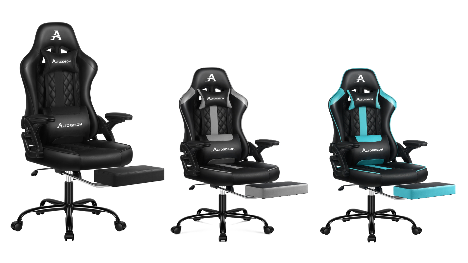Alfordson Leather Footrest Gaming Office Chair