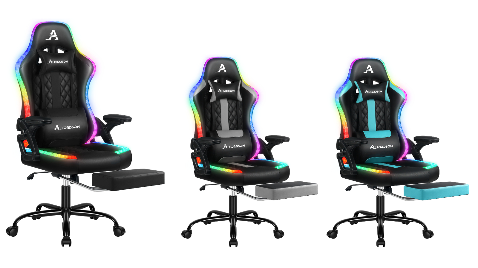 Alfordson 12 RGB LED Leather Gaming Office Chair