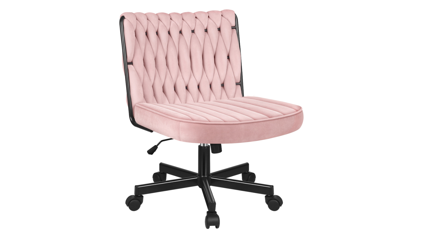 Alfordson Velvet Armless Office Desk Chair with Wide Seat and Wheel - Pink