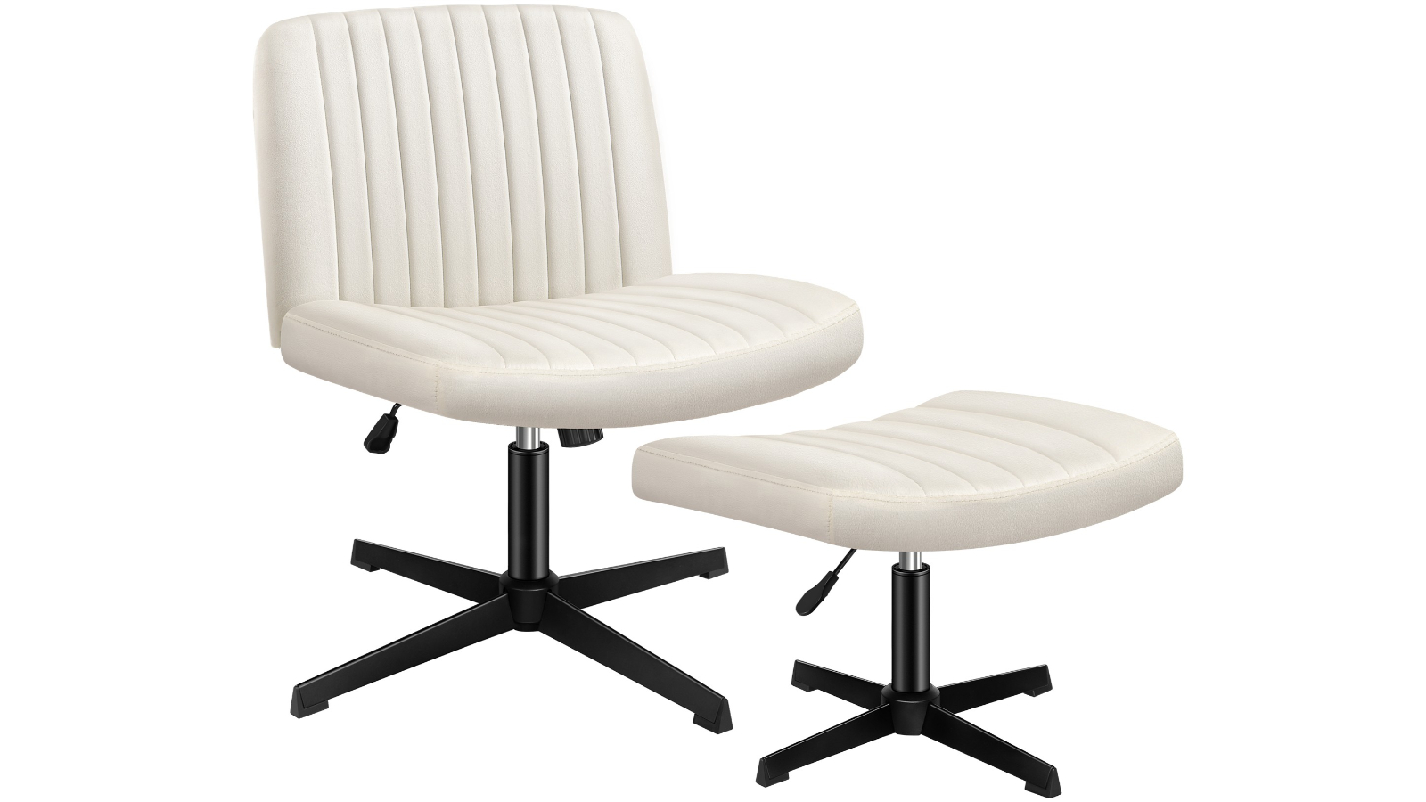 ALFORDSON Velvet Office Chair with Ottoman - Beige