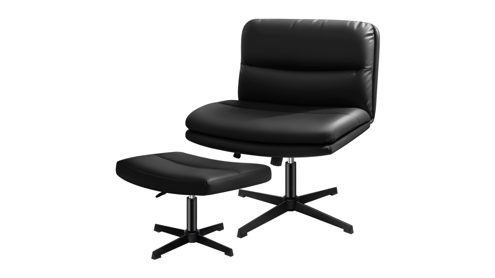 ALFORDSON Office Chair Footstool Set - PU Black