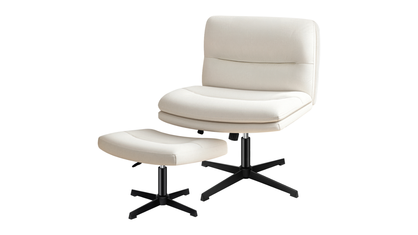 ALFORDSON Office Chair Footstool Set - Velvet Beige