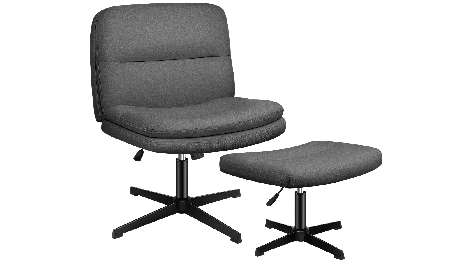 ALFORDSON Armless Office Chair with Ottoman - Fabric Grey