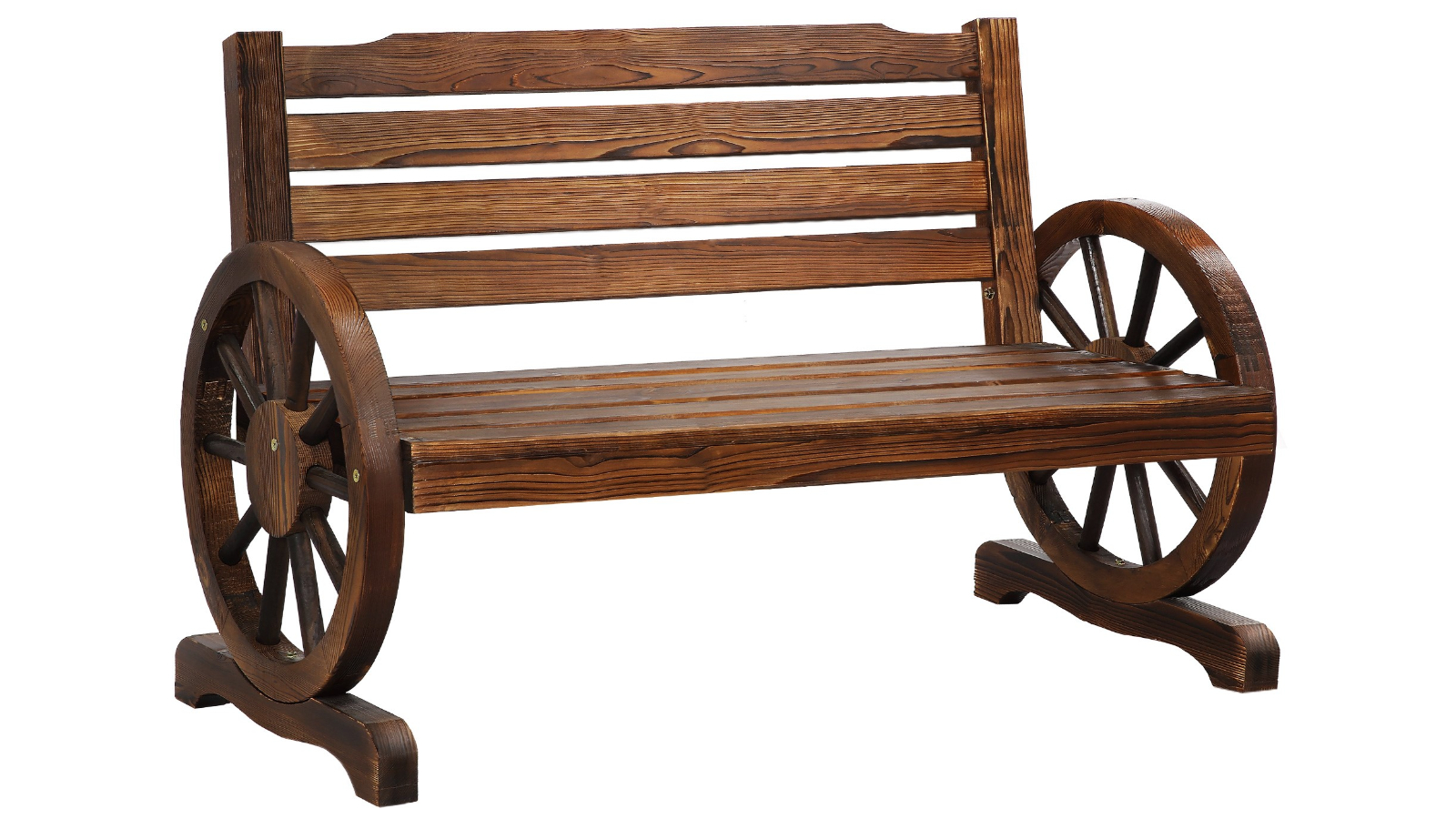 ALFORDSON Wooden Garden Bench Wagon Wheel Chair Outdoor Patio - Charcoal