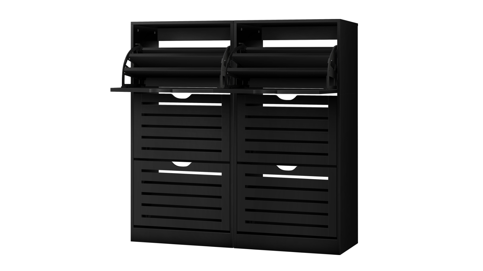 Alfordson Set of 2 Flip Drawers 90 Pairs Shoe Storage Rack - Black