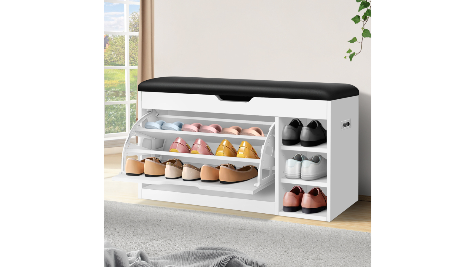 ALFORDSON 18 Pair Bench Shoe Cabinet White Harvey Norman