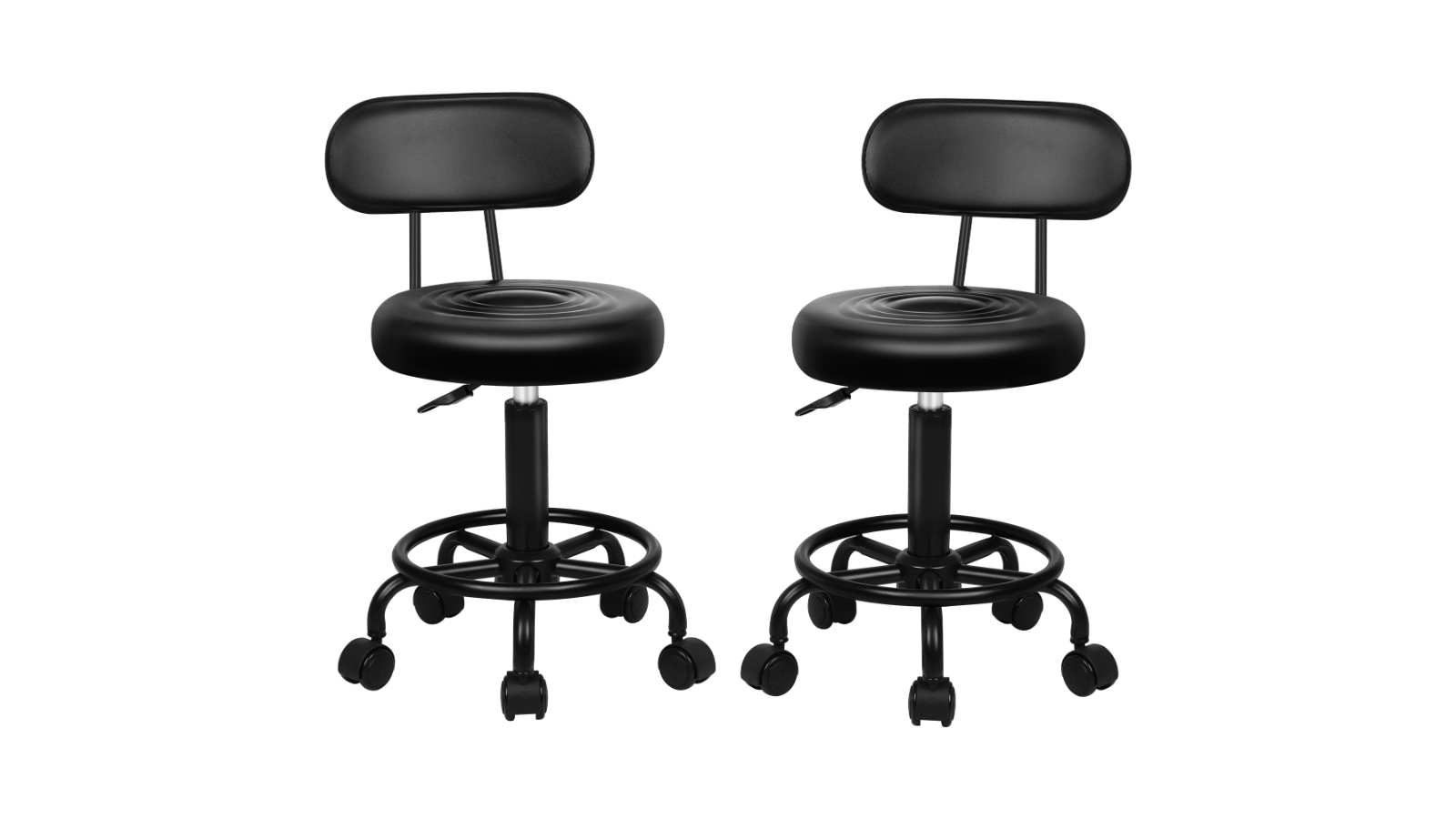 Alfordson 2 Piece Backrest Swivel Salon Stool - All Black