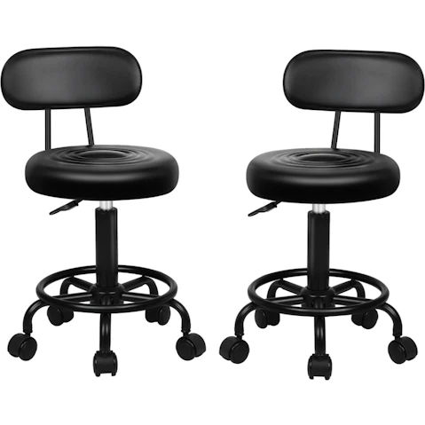 Alfordson 2 Piece Backrest Swivel Salon Stool - All Black