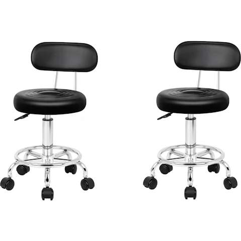 Alfordson 2 Piece Declan Backrest Swivel Salon Stool - Black