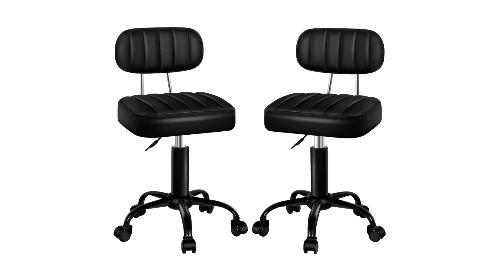ALFORDSON 2 Piece Lina Backrest Swivel Salon Stool - All Black