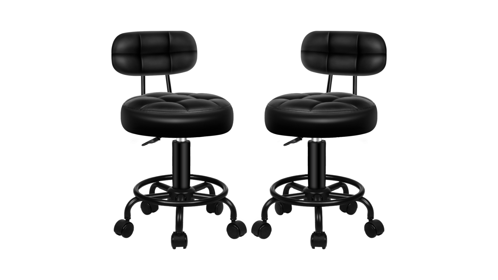 Alfordson 2 Piece Riley Backrest Swivel Salon Stool - All Black