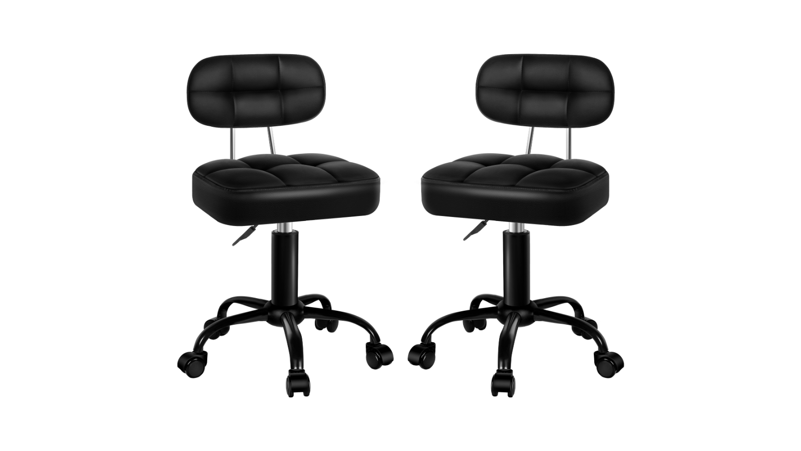 Alfordson 2 Piece Tufan Backrest Swivel Salon Stool - All Black