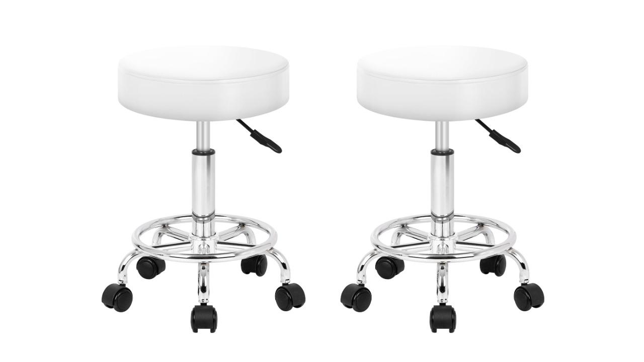Alfordson Set of 2 Round Swivel Barber Hair Dress Gas Lift Salon Stool - White