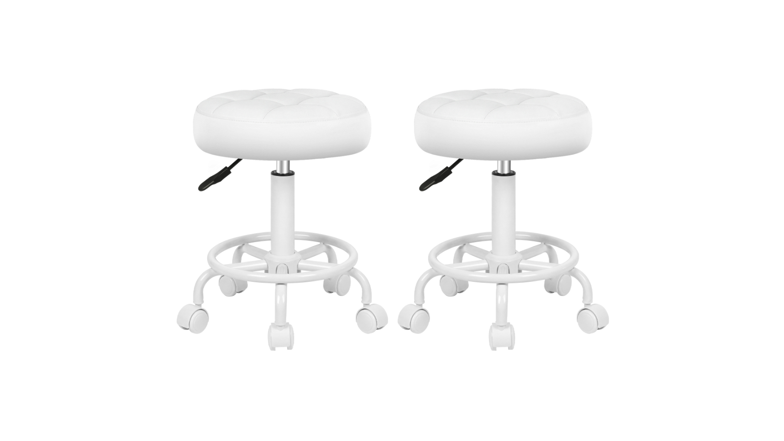 Alfordson Set of 2 Round Swivel Barber Hair Dress Gas Lift All White Salon Stool