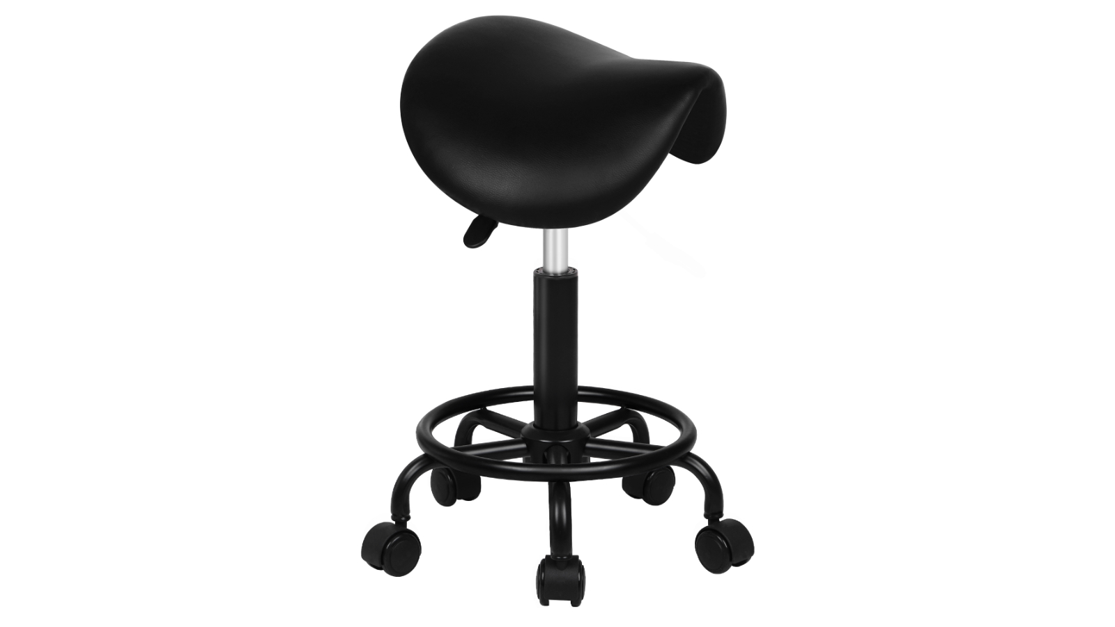 Alfordson Set of 2 Sierra Saddle Swivel Barber Hair Dress Salon Stool - All Black
