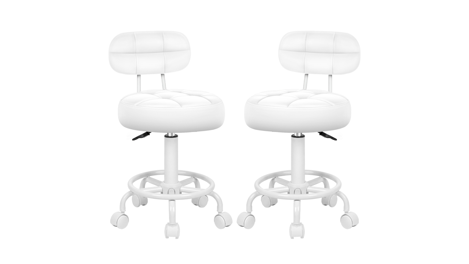 Alfordson Set of 2 Backrest Swivel Barber Hair Dress Riley All White Salon Stool