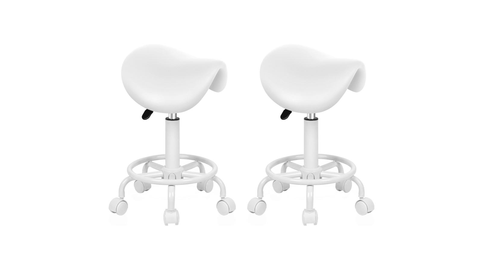 Alfordson Set of 2 Saddle Swivel Barber Hair Dress Sierra All White Salon Stool