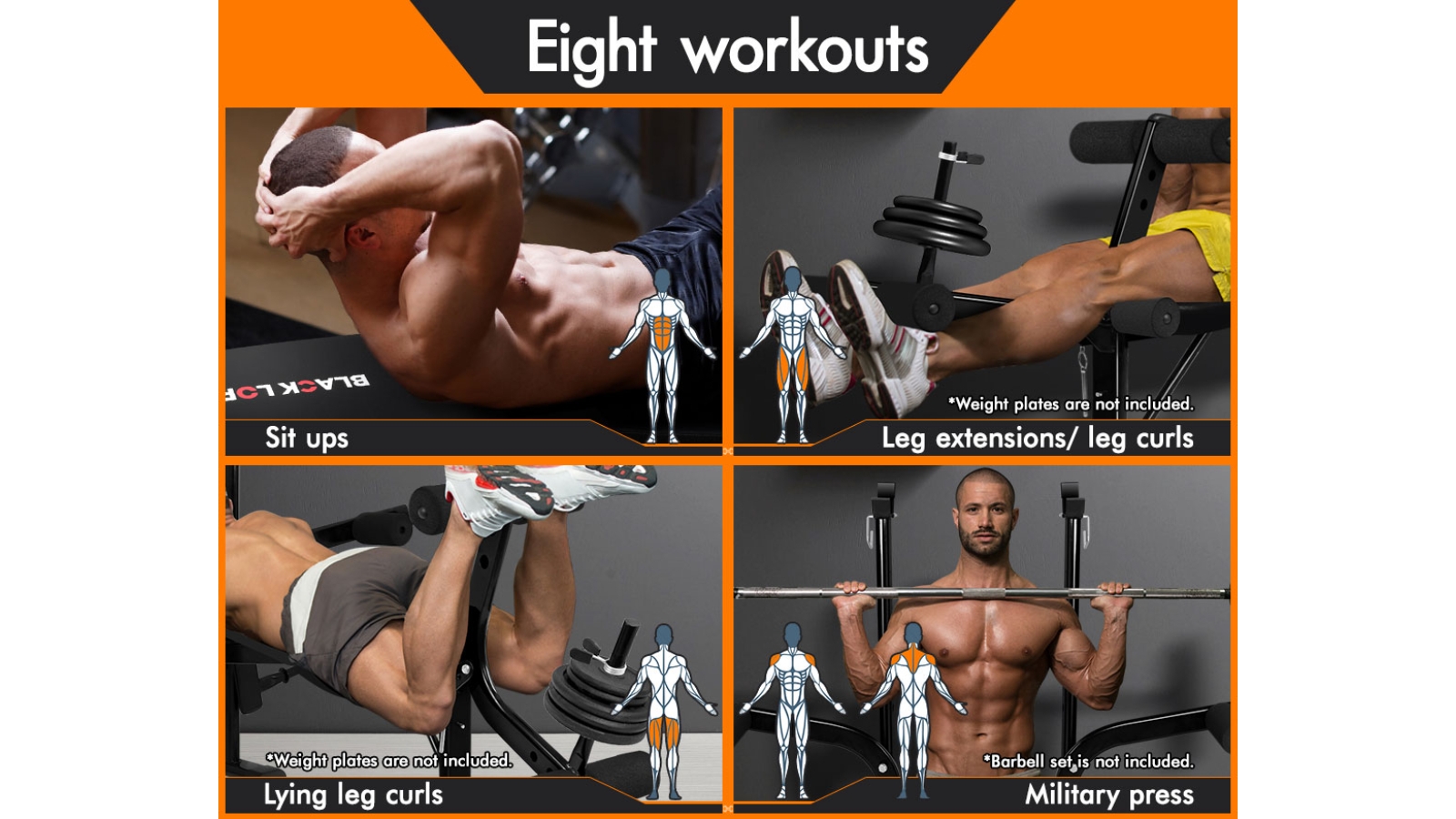 BLACK LORD 8 IN 1 Weight Bench Press with Butterfly Attachment Harvey Norman