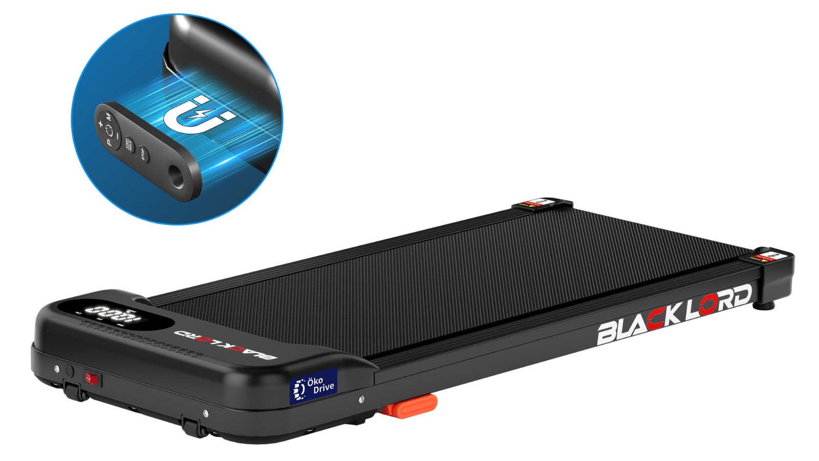 Black Lord Incline Magnetic Remote Treadmill Walking Pad - Black