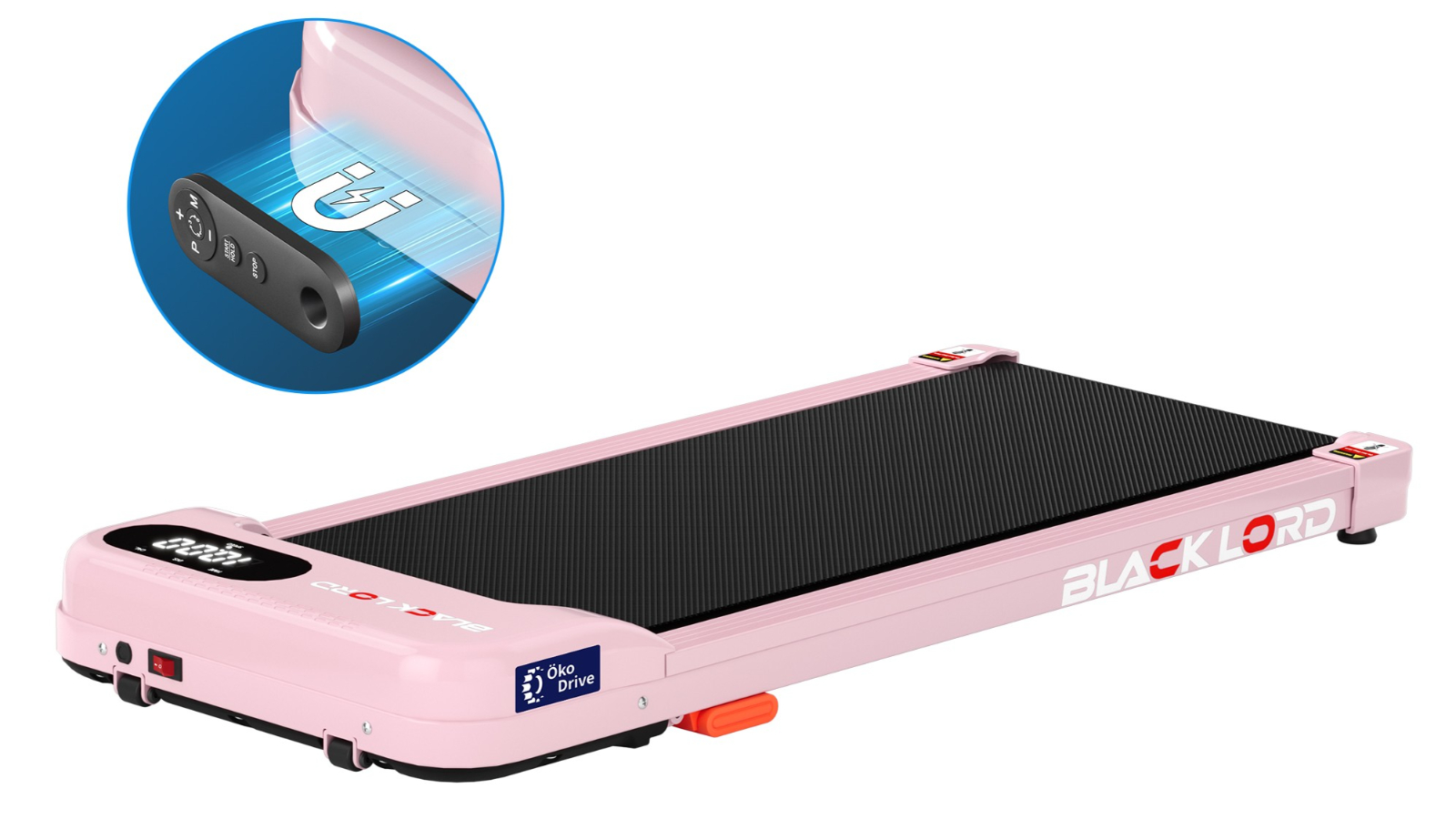 Black Lord Incline Magnetic Remote Treadmill Walking Pad - Pink