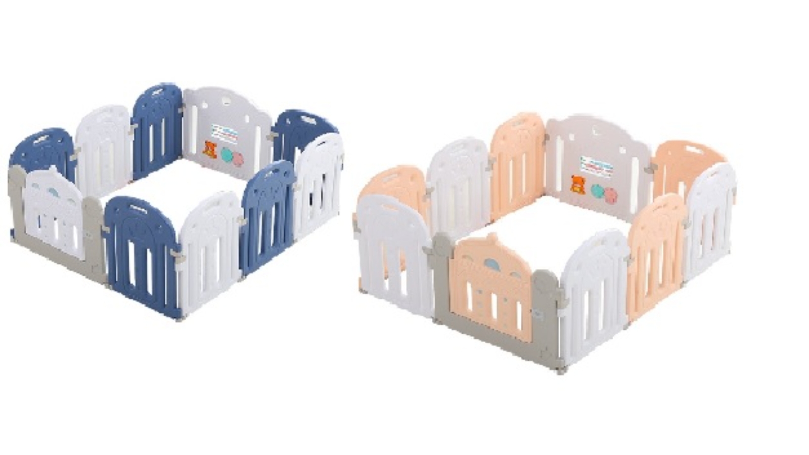 BL Plastic Baby 10 Panel Playpen Toddler Fence Blue Harvey Norman