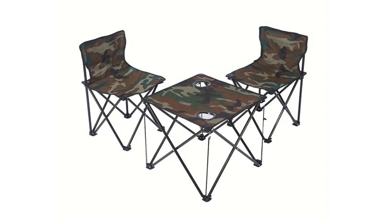 TM 3 Piece Portable Outdoor Camping Table and Chair Set