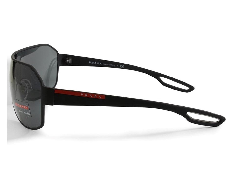 Prada Sport PS 52QS DG01A1 Matte Black Rubber/Grey Shield Sunglasses