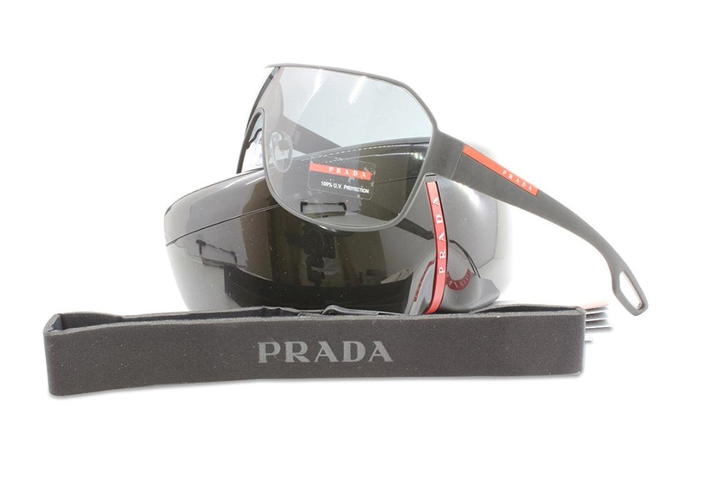 Prada Sport PS 52QS DG01A1 Matte Black Rubber/Grey Shield