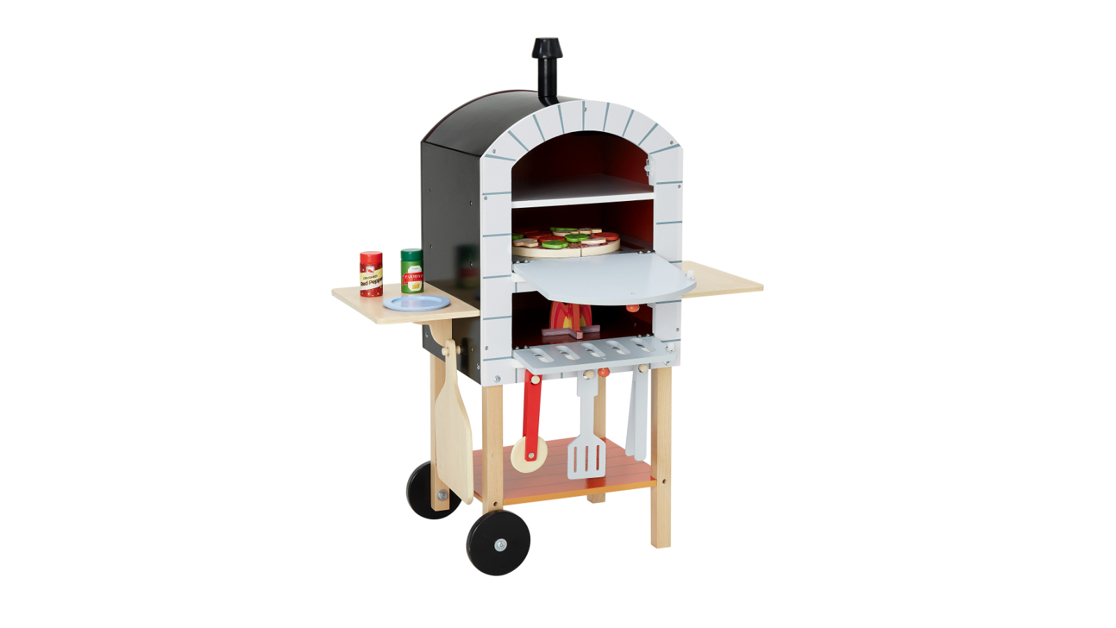 Teamson Kids My Little Helper Pizza Oven and 24 Piece Accessory Set - Gray/Natural