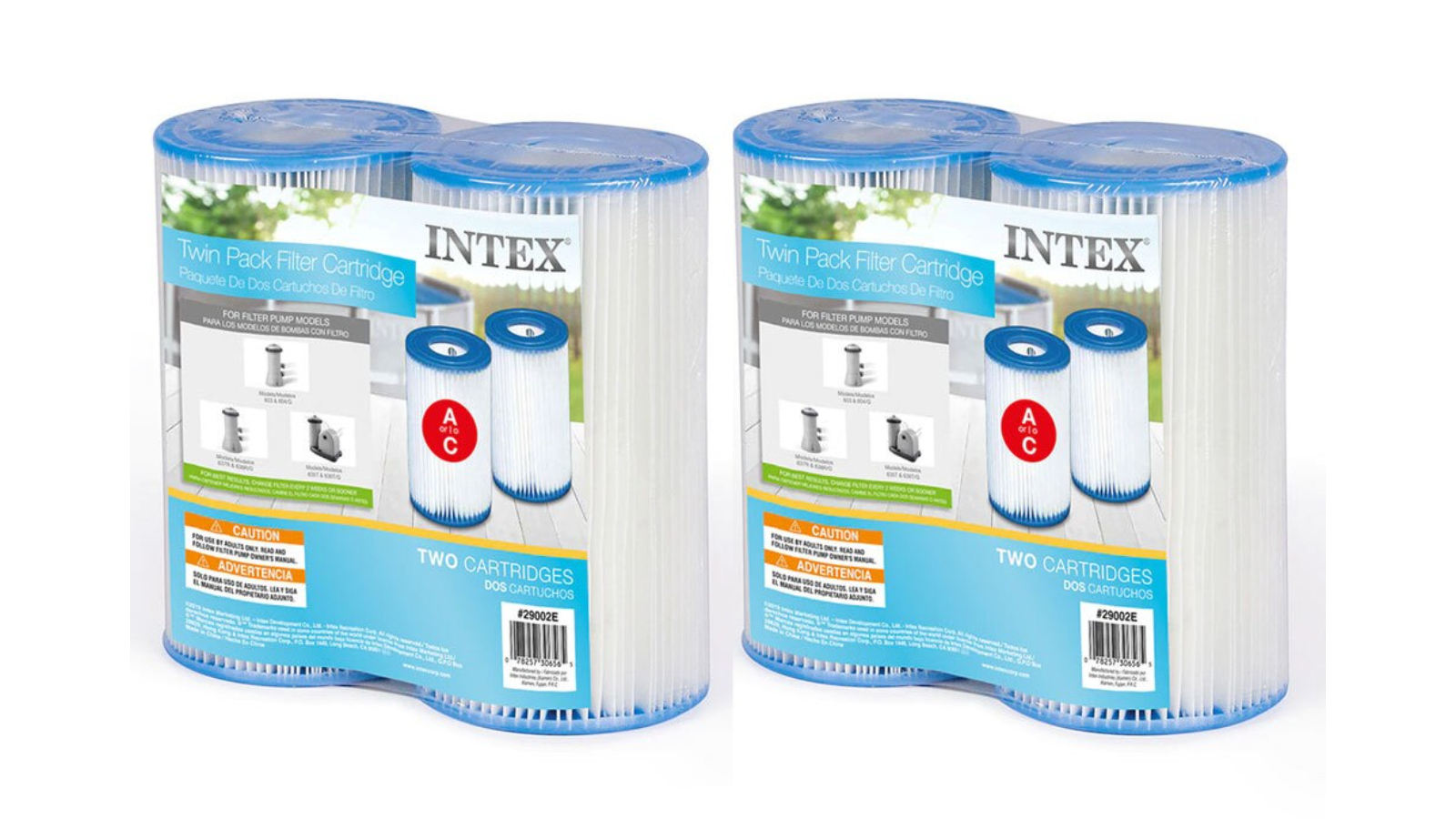 Intex Pack of 2 Cartridge Replacement for Pool Filter Pump