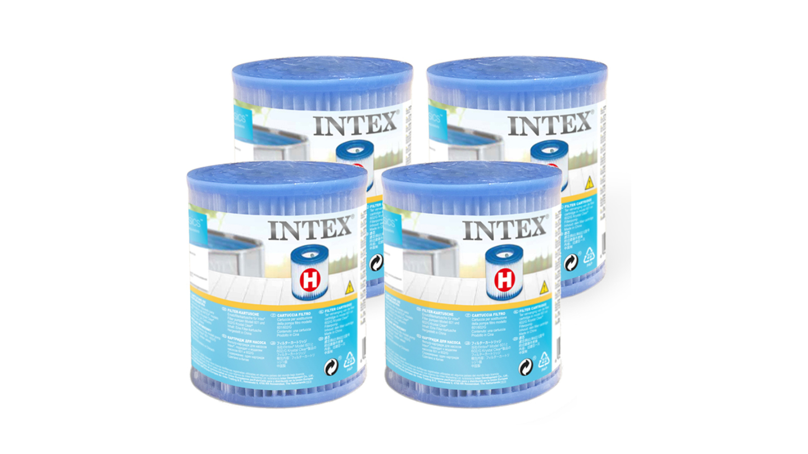 Intex 4 Piece Cartridge H Replacement for Pool Filter Pump